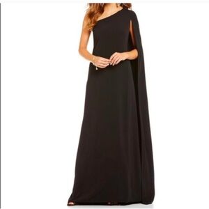 NWT Jill by Jill Stuart black cape gown - one shoulder asymmetrical size 6